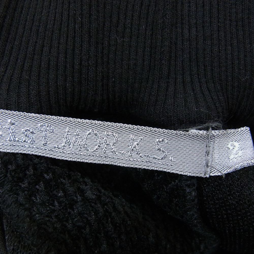 FranCisT_MOR.K.S. フランシストモークス MC2845 3Mix Eco Leather Croco Embossed Mole Knit Hybrid Sarouel Pants クロコ型押しポケット フェイクレザー サルエル イージーパンツ ブラック系 2【中古】