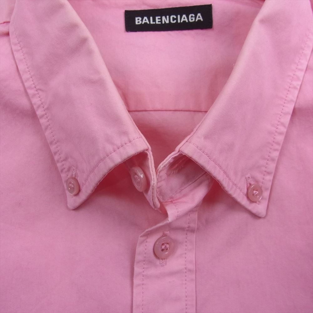 BALENCIAGA バレンシアガ 19AW 556878 TEM09 バックロゴ オーバーサイズ ボタンダウン 長袖 シャツ ピンク系 38【中古】