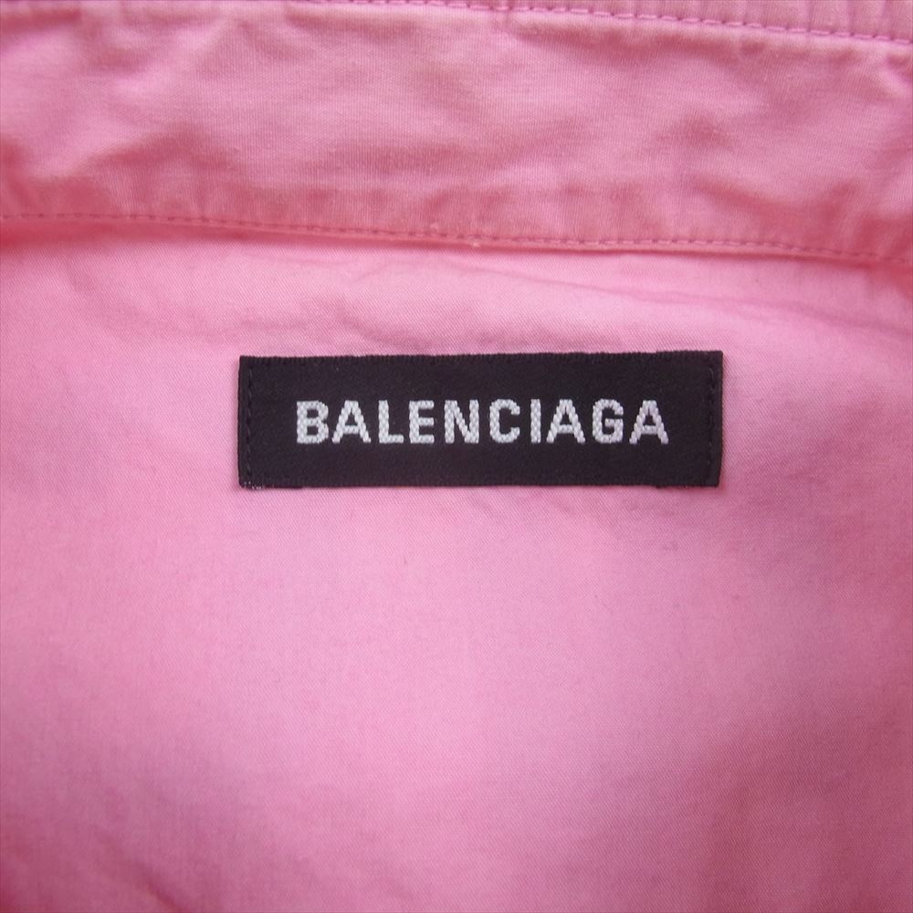 BALENCIAGA バレンシアガ 19AW 556878 TEM09 バックロゴ オーバーサイズ ボタンダウン 長袖 シャツ ピンク系 38【中古】