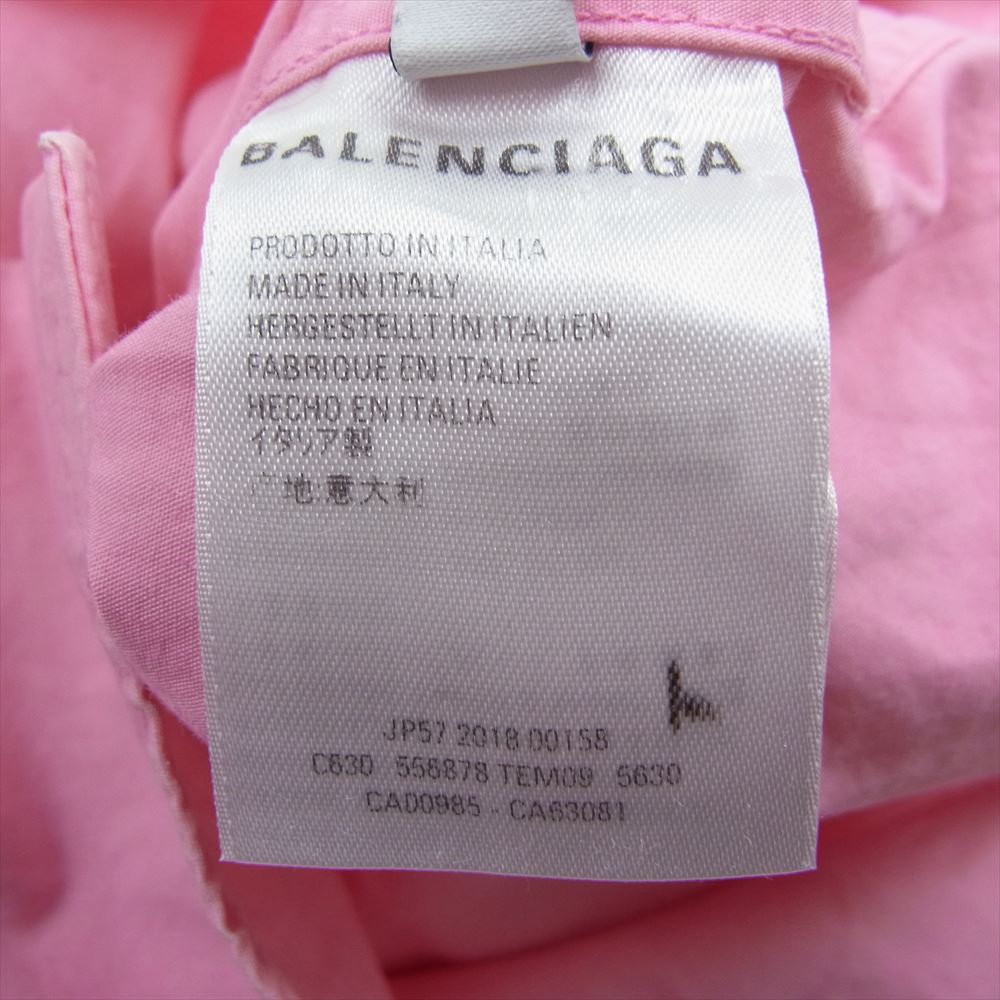 BALENCIAGA バレンシアガ 19AW 556878 TEM09 バックロゴ オーバーサイズ ボタンダウン 長袖 シャツ ピンク系 38【中古】
