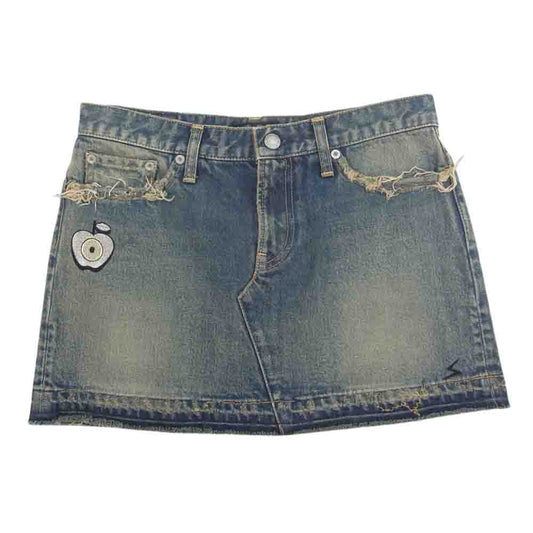 UNDERCOVER アンダーカバー D9602 青山本店限定 Arts&Crafts期復刻 GILAPPLE ギラップル アップルワッペン デニム ミニスカート インディゴブルー系 2【中古】