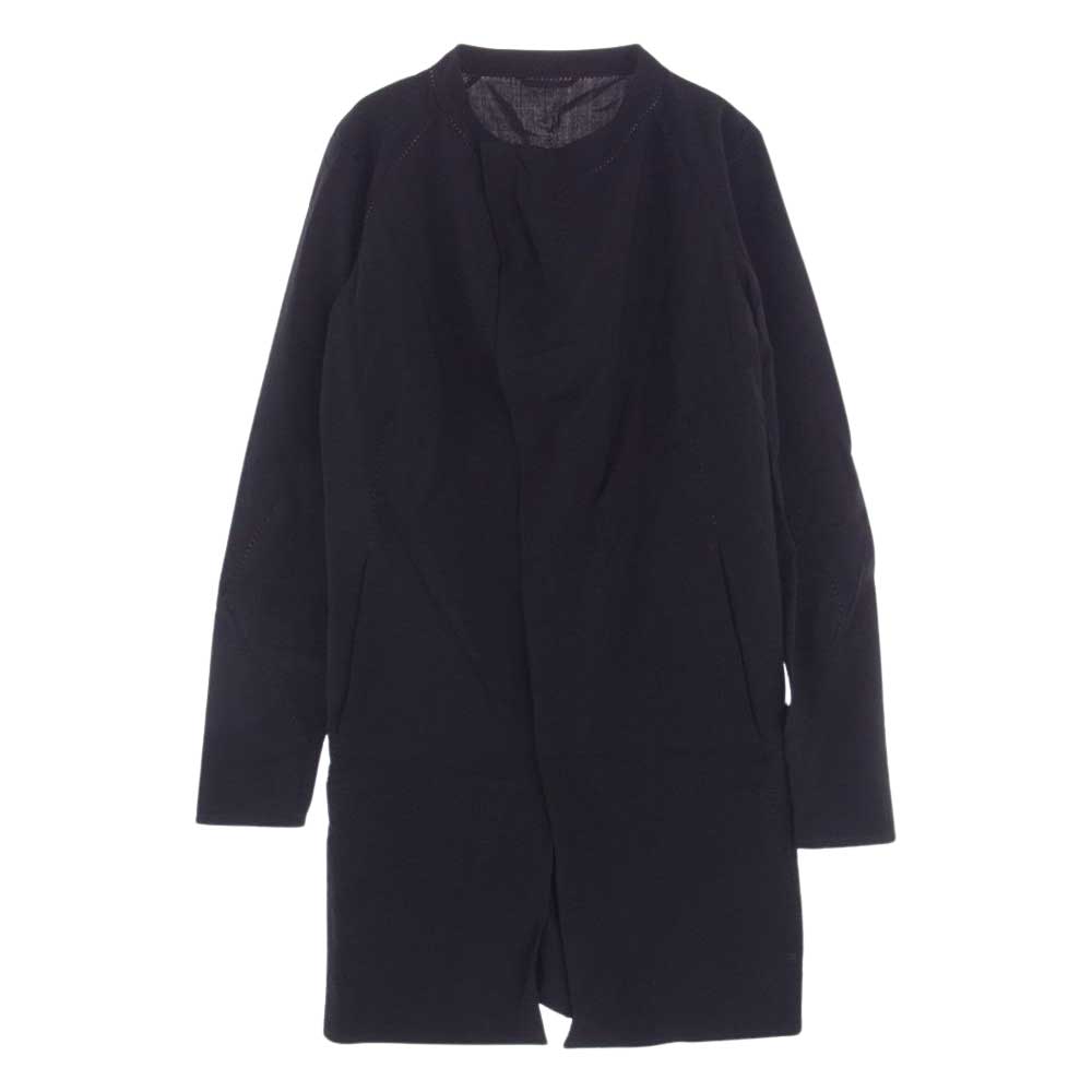 INCARNATION インカネーション MMXIX-V-5300 BAND COLLAR LONG SHIRTS COAT オーバーロック バンドカラー ロング シャツ コート ブラック系 XS【中古】