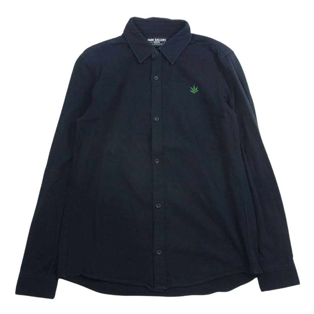 RUDE GALLERY ルードギャラリー コットン 刺繍 ボタンダウン シャツ 長袖 ブラック系 4【中古】