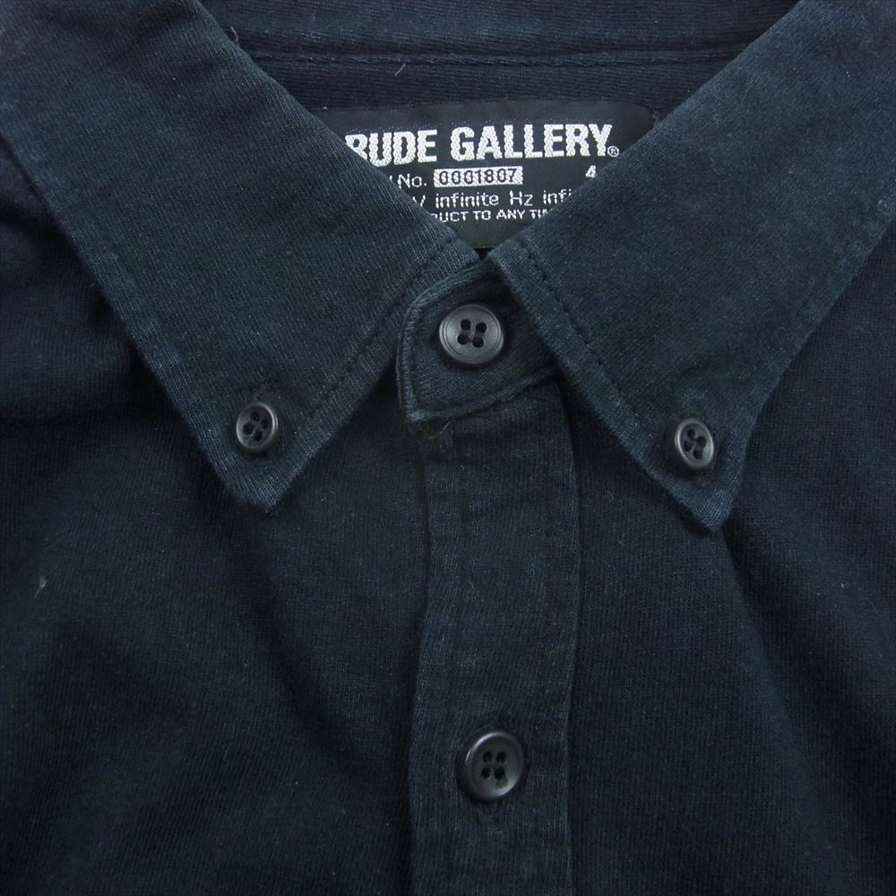 RUDE GALLERY ルードギャラリー コットン 刺繍 ボタンダウン シャツ 長袖 ブラック系 4【中古】