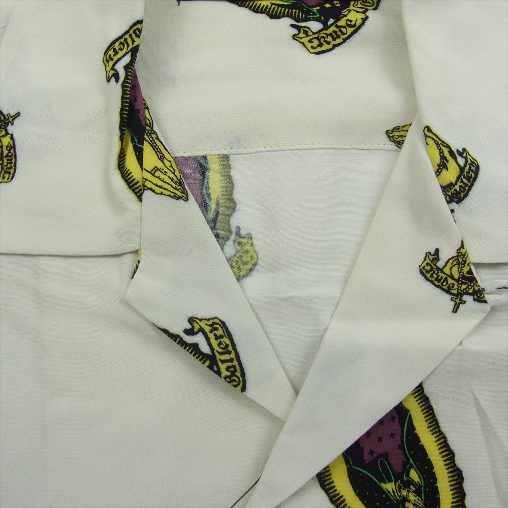 RUDE GALLERY ルードギャラリー MARIA ALOHA SHIRT レーヨン マリア オープンカラー アロハ ハワイアン シャツ 半袖 ホワイト系 3【新古品】【未使用】【中古】