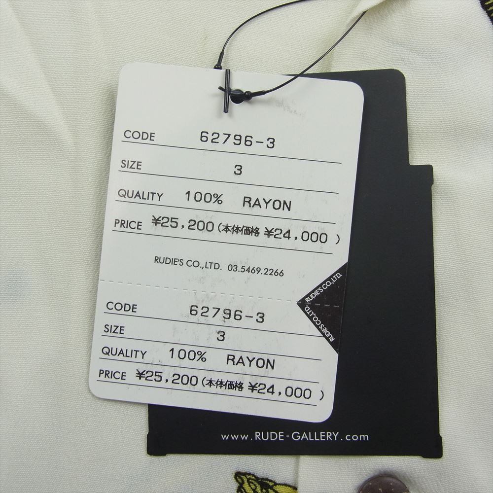 RUDE GALLERY ルードギャラリー MARIA ALOHA SHIRT レーヨン マリア オープンカラー アロハ ハワイアン シャツ 半袖 ホワイト系 3【新古品】【未使用】【中古】