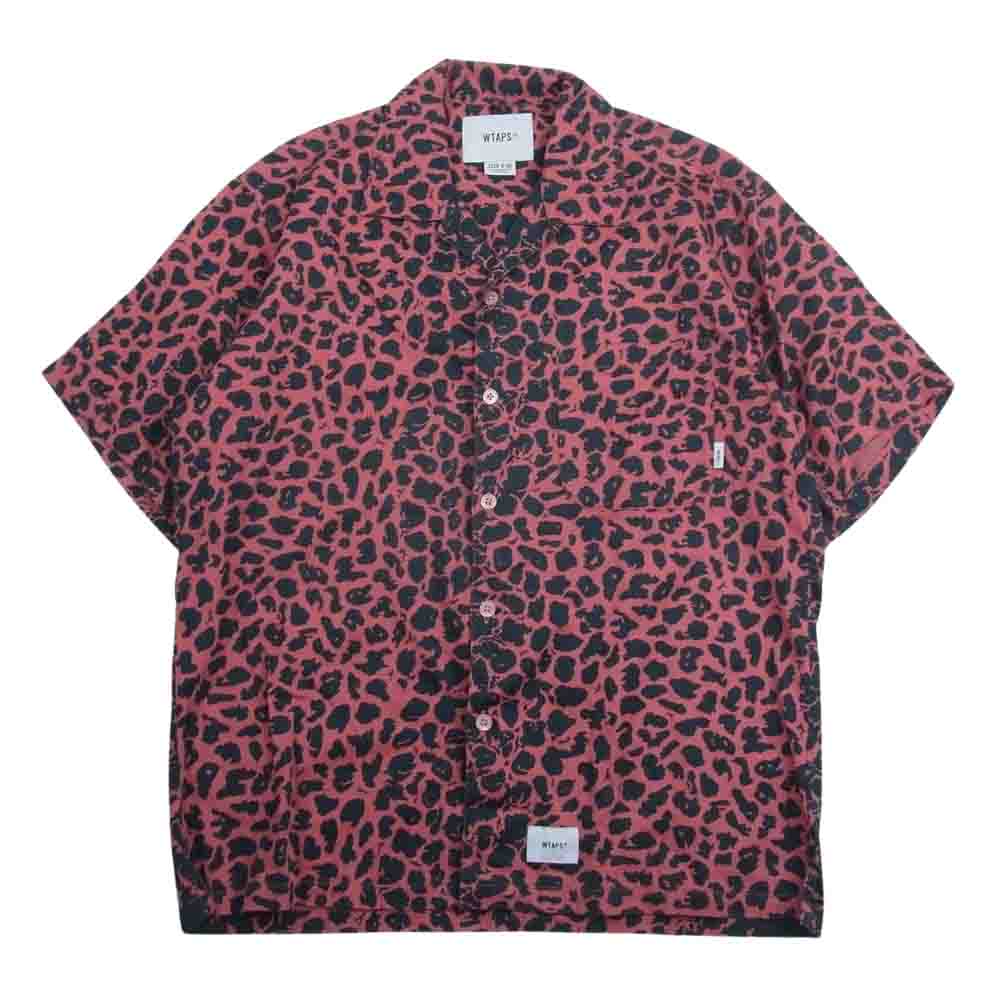WTAPS ダブルタップス 211TQDT-SHM05 NIGHT VISION SS／COTTON コットン レオパード 総柄 オープンカラー 半袖  ピンク系 02【中古】