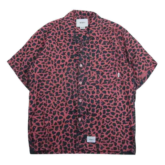 WTAPS ダブルタップス 211TQDT-SHM05 NIGHT VISION SS／COTTON コットン レオパード 総柄 オープンカラー 半袖  ピンク系 02【中古】