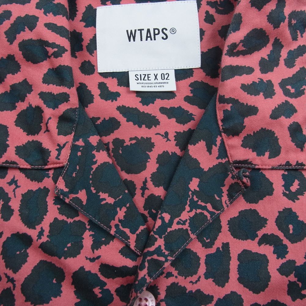 WTAPS ダブルタップス 211TQDT-SHM05 NIGHT VISION SS／COTTON コットン レオパード 総柄 オープンカラー 半袖  ピンク系 02【中古】