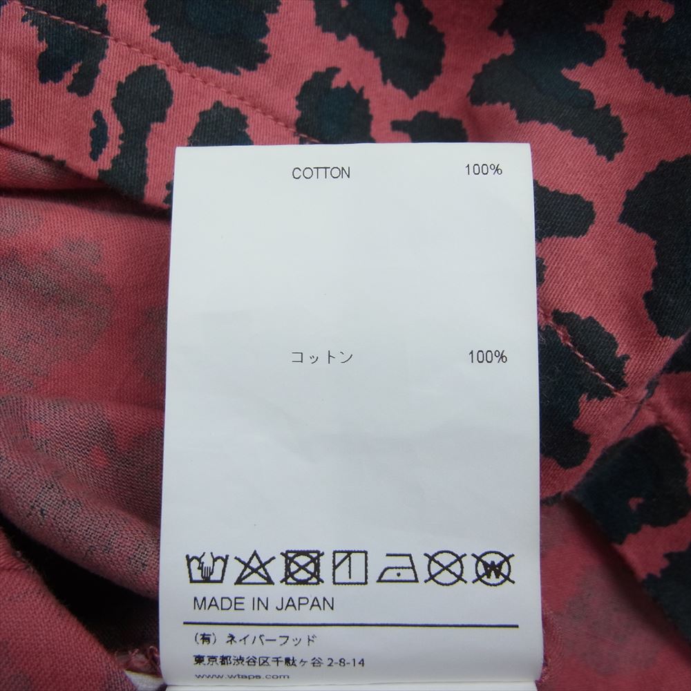 WTAPS ダブルタップス 211TQDT-SHM05 NIGHT VISION SS／COTTON コットン レオパード 総柄 オープンカラー 半袖  ピンク系 02【中古】