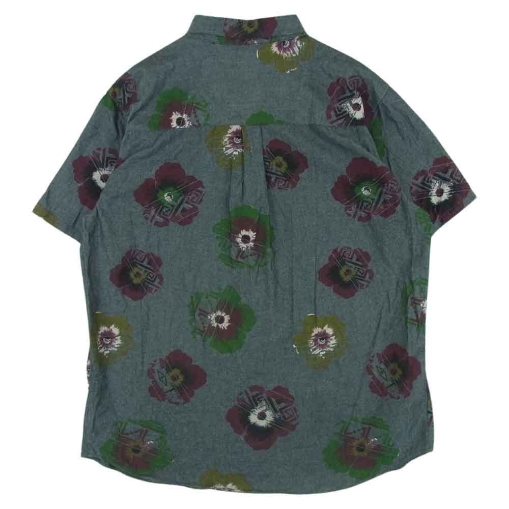 STUSSY ステューシー フラワー 総柄 半袖 シャツ コットン 中国製 グレー系 L【中古】