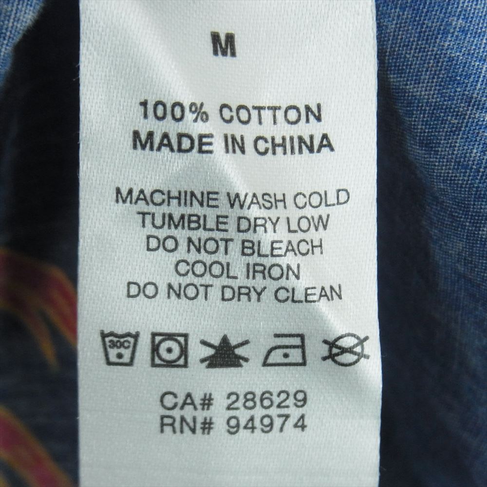 STUSSY ステューシー HOFFMAN ホフマン 鶴 総柄 半袖 シャツ コットン 中国製 ネイビー系 M【中古】