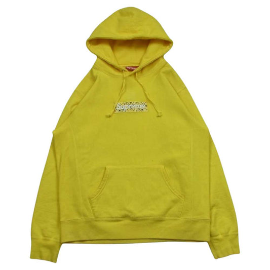 Supreme シュプリーム 19AW Bandana Box Logo Hooded Sweatshirt バンダナ ボックスロゴ フーデッド スウェット プルオーバー パーカー イエロー系 M【中古】