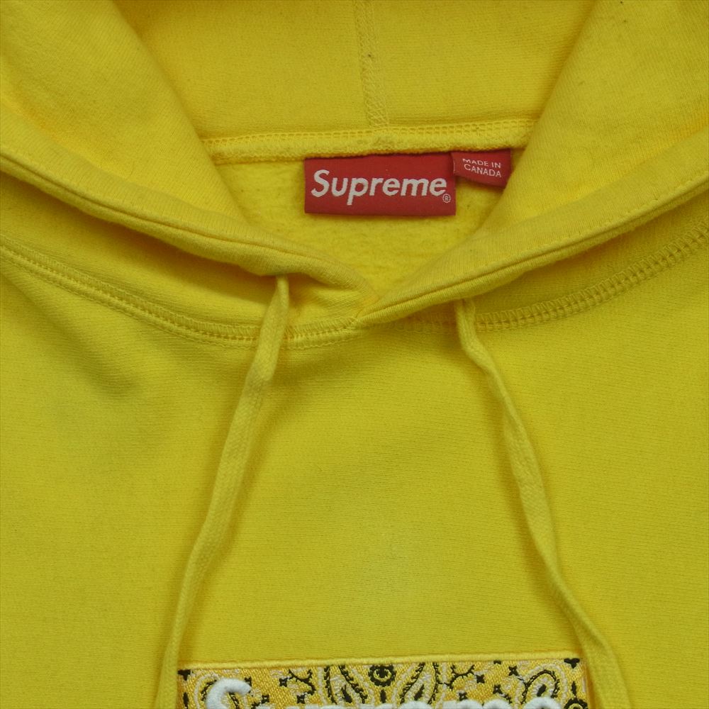 Supreme シュプリーム 19AW Bandana Box Logo Hooded Sweatshirt バンダナ ボックスロゴ フーデッド スウェット プルオーバー パーカー イエロー系 M【中古】