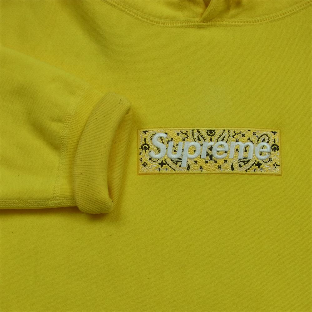 Supreme シュプリーム 19AW Bandana Box Logo Hooded Sweatshirt バンダナ ボックスロゴ フーデッド スウェット プルオーバー パーカー イエロー系 M【中古】