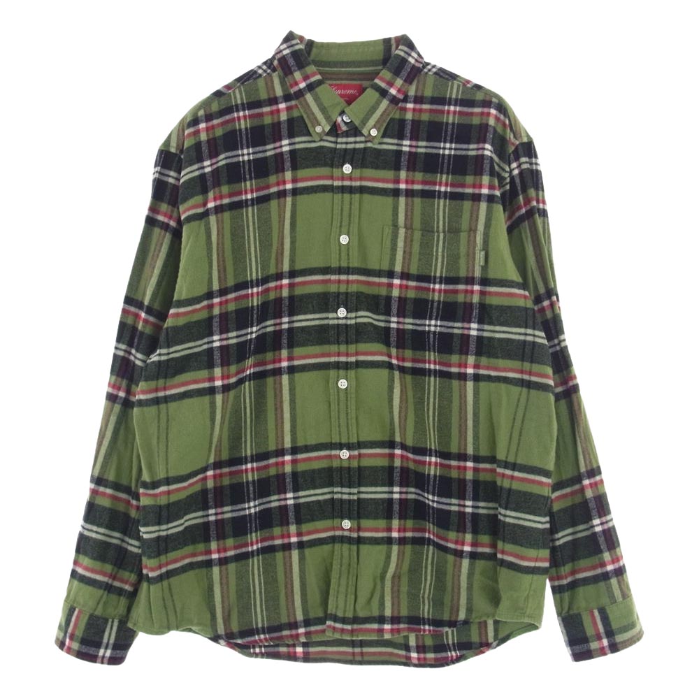 Supreme シュプリーム  20AW  Tartan Flannel Shirt タータンチェック フランネル 長袖 シャツ ライトグリーン系 L【中古】