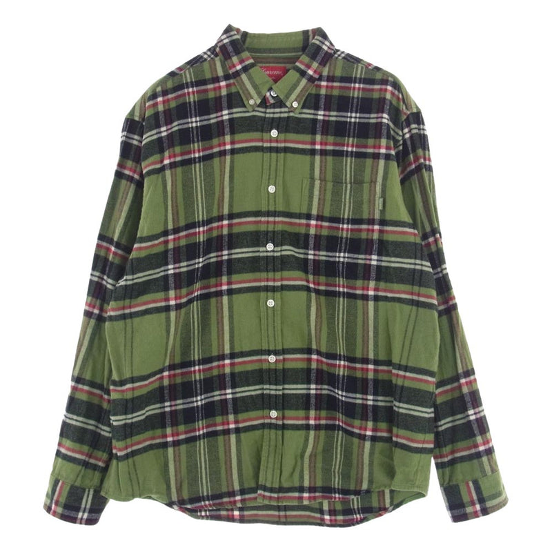 Supreme シュプリーム  20AW  Tartan Flannel Shirt タータンチェック フランネル 長袖 シャツ ライトグリーン系 L【中古】