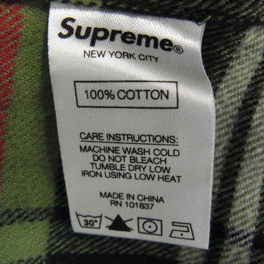 Supreme シュプリーム  20AW  Tartan Flannel Shirt タータンチェック フランネル 長袖 シャツ ライトグリーン系 L【中古】