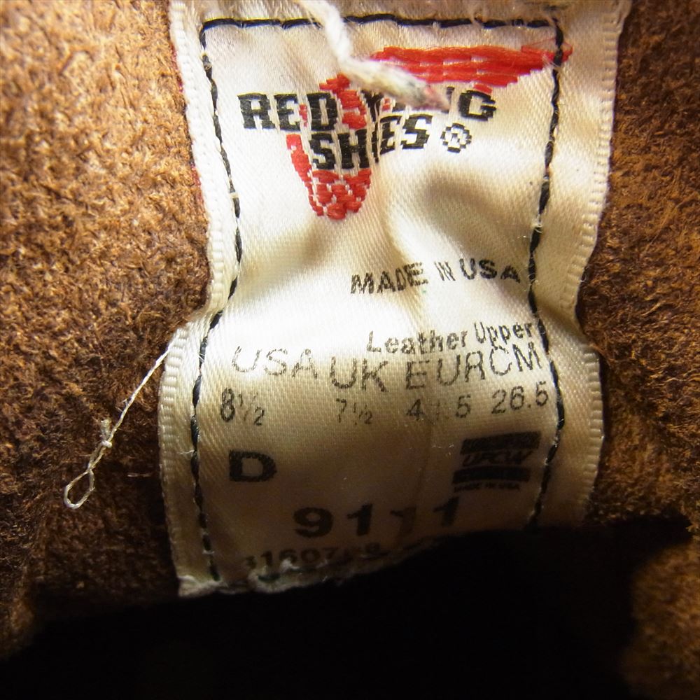 RED WING レッドウィング 9111 6 Classic Round  6インチ クラシック ラウンドトゥ レースアップ ブーツ ブラウン ブラウン系 8.5【中古】