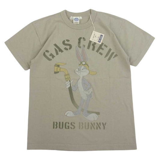 TOY'S McCOY トイズマッコイ TMC1905 MILITARY TEE SHIRT BUGS BUNNY GAS CREW バッグスバニー ガスクルー プリント ミリタリー 半袖 Tシャツ ベージュ系 S【新古品】【未使用】【中古】