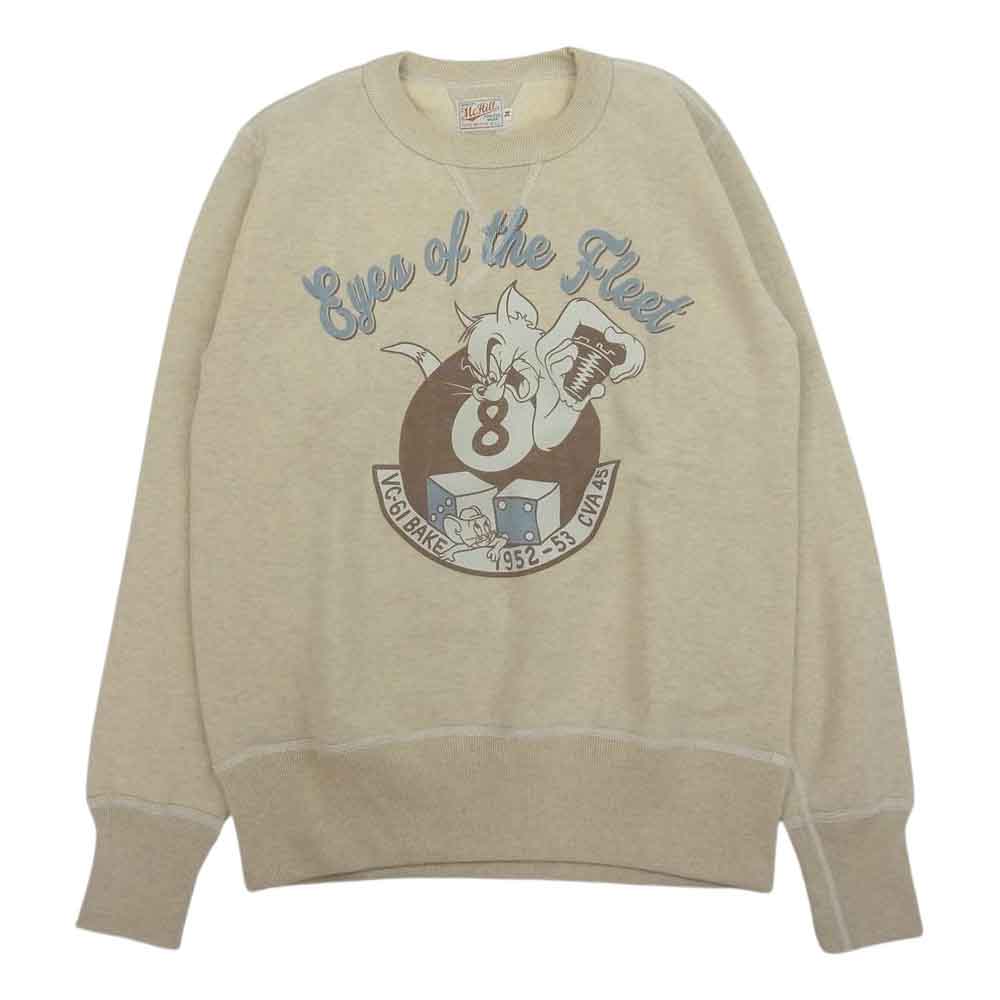 TOY'S McCOY トイズマッコイ TMC1553 Eyes OF THE Fleet 両Vガゼット TOM & JERRY トムとジェリー ミリタリー スウェット トレーナー ベージュ系 34【中古】