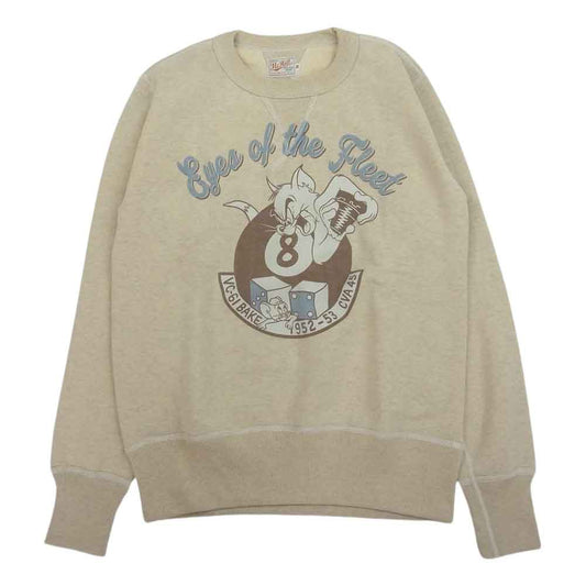 TOY'S McCOY トイズマッコイ TMC1553 Eyes OF THE Fleet 両Vガゼット TOM & JERRY トムとジェリー ミリタリー スウェット トレーナー ベージュ系 34【中古】