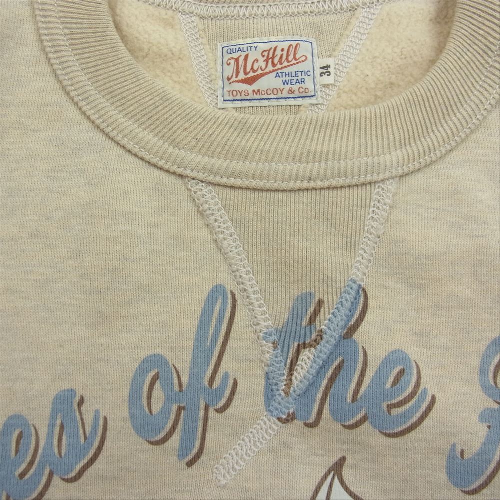 TOY'S McCOY トイズマッコイ TMC1553 Eyes OF THE Fleet 両Vガゼット TOM & JERRY トムとジェリー ミリタリー スウェット トレーナー ベージュ系 34【中古】