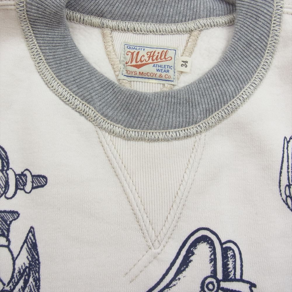 TOY'S McCOY トイズマッコイ TMC1552 GOOD LUCK グットラック 両Vガゼット BUGS BUNNY バッグスバニー ミリタリー スウェット トレーナー ホワイト系 34【中古】