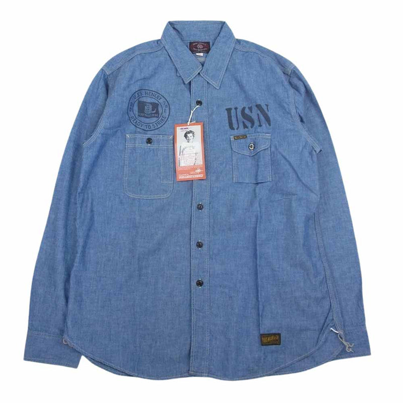 TOY'S McCOY トイズマッコイ TMS1903 CHAMBRAY SHIRT MARILYN MONROE MISS TORPEDO マリリンモンロー シャンブレー シャツ インディゴブルー系 17【新古品】【未使用】【中古】