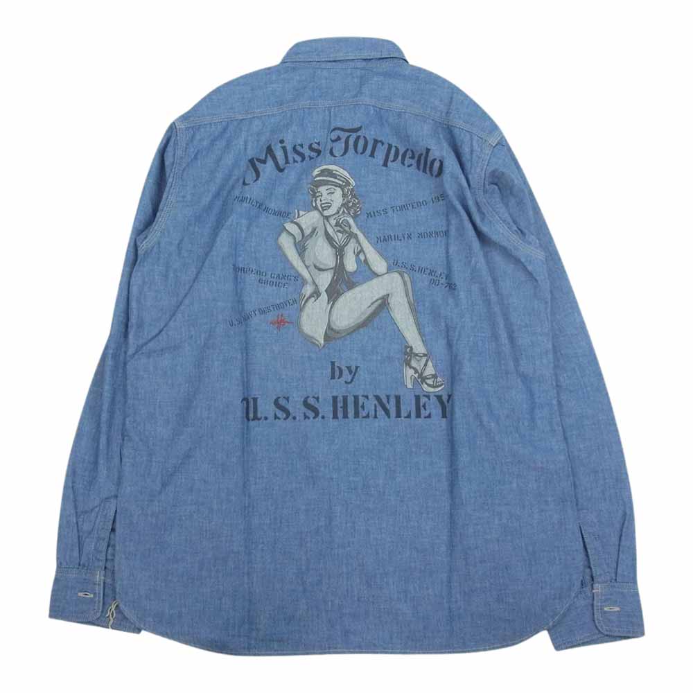 TOY'S McCOY トイズマッコイ TMS1903 CHAMBRAY SHIRT MARILYN MONROE MISS TORPEDO マリリンモンロー シャンブレー シャツ インディゴブルー系 17【新古品】【未使用】【中古】