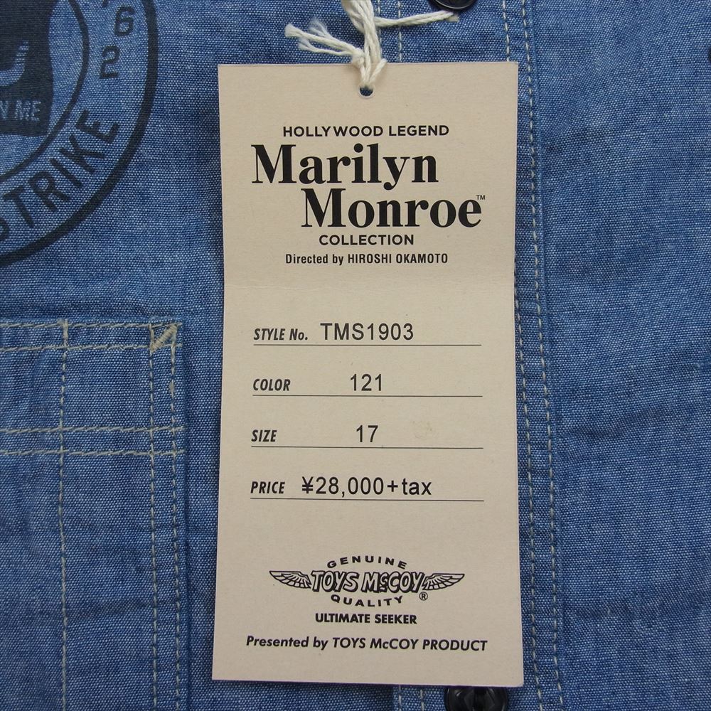 TOY'S McCOY トイズマッコイ TMS1903 CHAMBRAY SHIRT MARILYN MONROE MISS TORPEDO マリリンモンロー シャンブレー シャツ インディゴブルー系 17【新古品】【未使用】【中古】