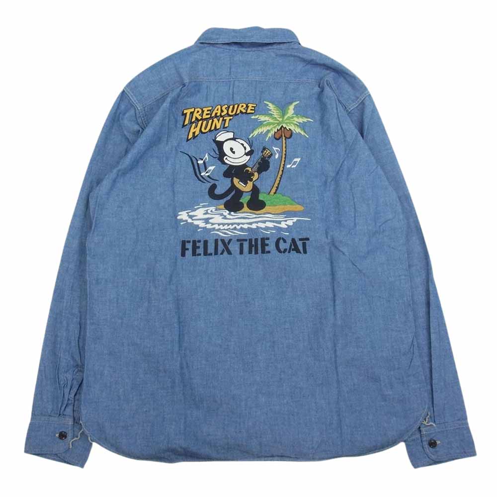 TOY'S McCOY トイズマッコイ TMS2201 CHAMBRAY WORK SHIRT FELIX TREASURE HUNT トレジャーハント フェリックス 刺繍 シャンブレー ワーク シャツ インディゴブルー系 17【新古品】【未使用】【中古】
