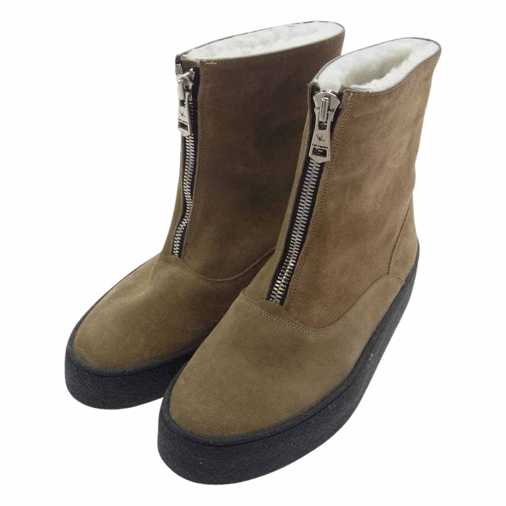 1piu1uguale3 ウノピュウノウグァーレトレ SANDERS サンダース 英国製 19AW 2092DLS CURLING ZIP BOOTS BY 別注 ムートン ブーツ ライトブラウン系 7インチ【美品】【中古】
