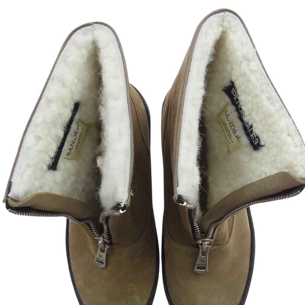 1piu1uguale3 ウノピュウノウグァーレトレ SANDERS サンダース 英国製 19AW 2092DLS CURLING ZIP BOOTS BY 別注 ムートン ブーツ ライトブラウン系 7インチ【美品】【中古】