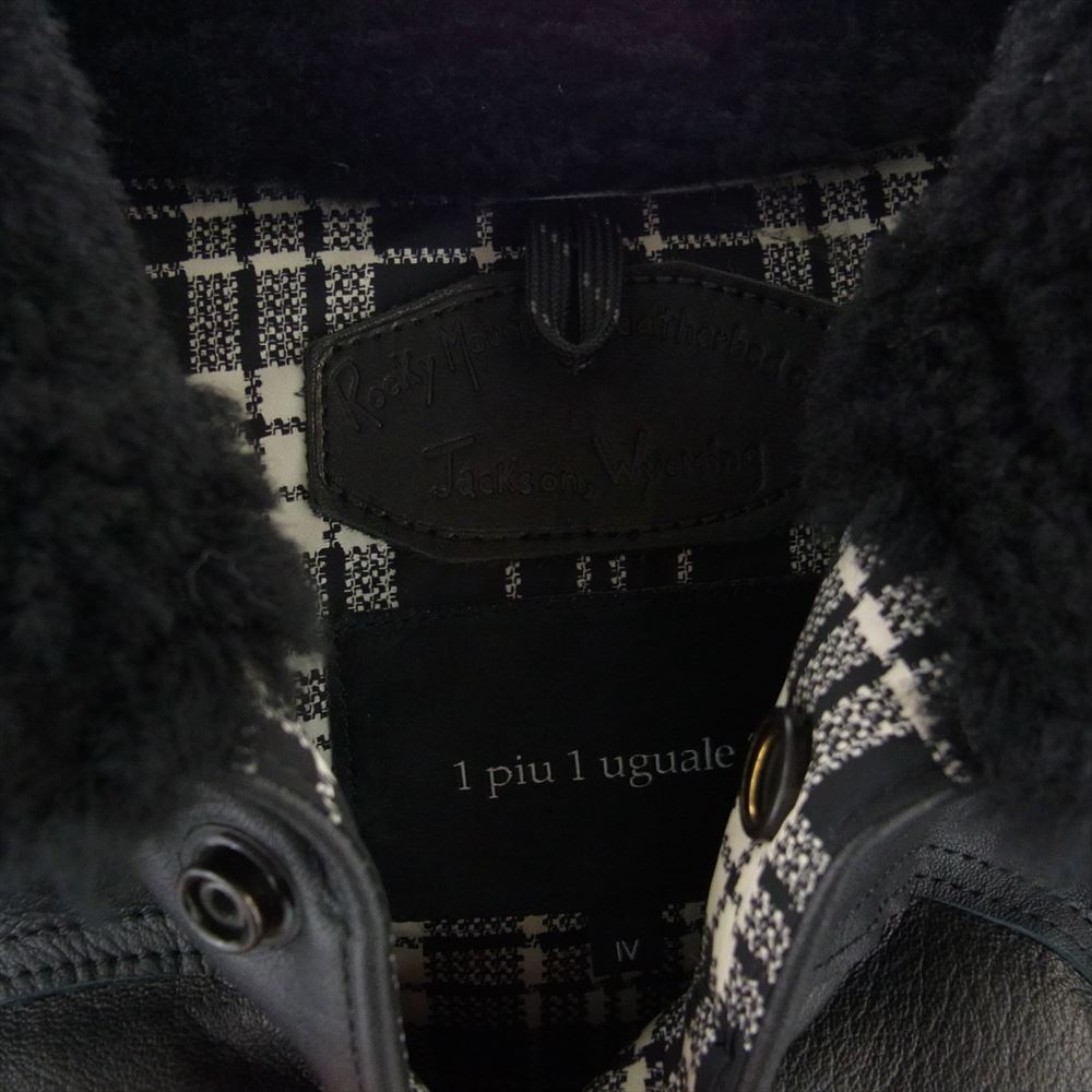 1piu1uguale3 ウノピュウノウグァーレトレ MRB337 LAB028 × ROCKY MOUNTAIN ロッキーマウンテン ボア レザー ダウン ジャケット ブラック系 IV(4)【中古】