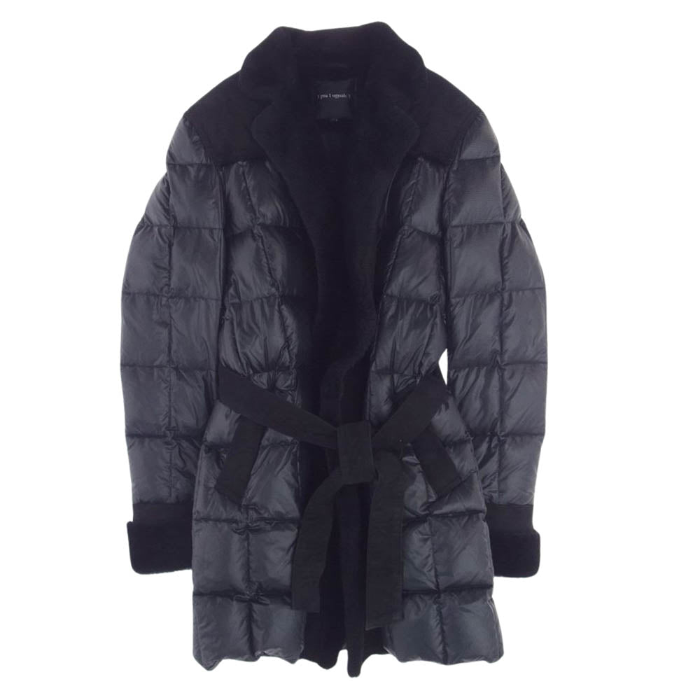 1piu1uguale3 ウノピュウノウグァーレトレ 18AW MRC056 LAB011 EMMETI エンメティ GOWN ROPE COAT ファー付き ムートン ダウンコート ブラック系 VI(6)【中古】