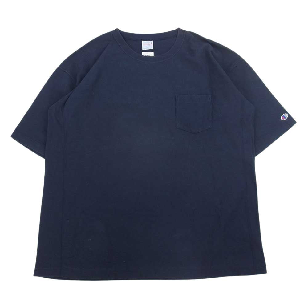 Ron Herman ロンハーマン C8-R360 × CHAMPION チャンピオン 別注 ヘルスニット リバースウィーブ RHC バック 刺繍 ポケット 半袖 Tシャツ ネイビー ネイビー系 XL【中古】