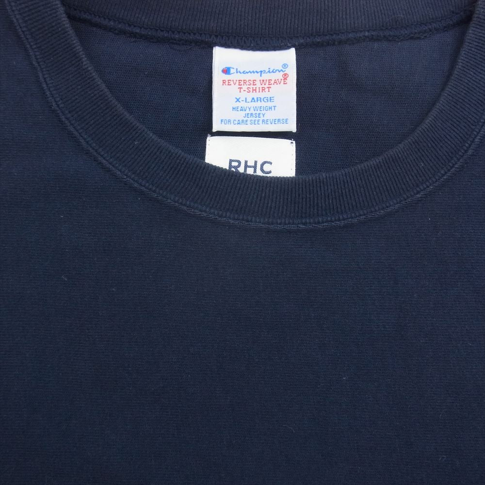 Ron Herman ロンハーマン C8-R360 × CHAMPION チャンピオン 別注 ヘルスニット リバースウィーブ RHC バック 刺繍 ポケット 半袖 Tシャツ ネイビー ネイビー系 XL【中古】