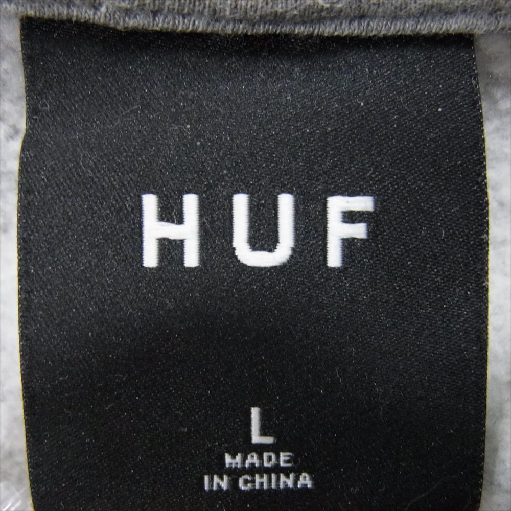 HUF ハフ ロゴ プリント スウェット パーカー グレー系 L【中古】
