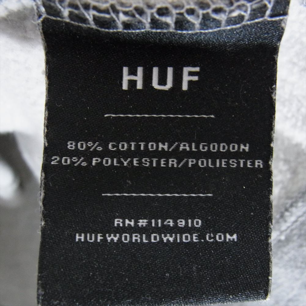 HUF ハフ ロゴ プリント スウェット パーカー グレー系 L【中古】
