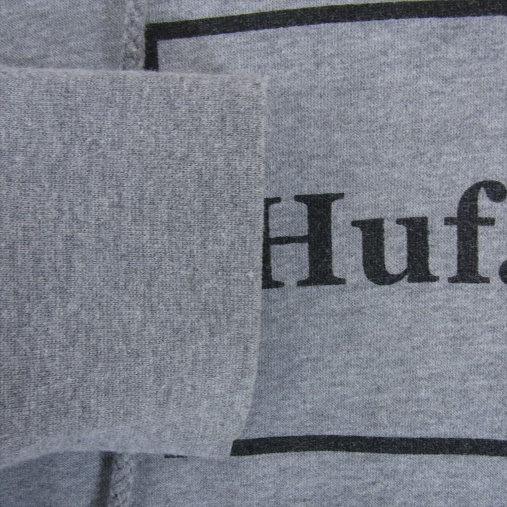 HUF ハフ ロゴ プリント スウェット パーカー グレー系 L【中古】