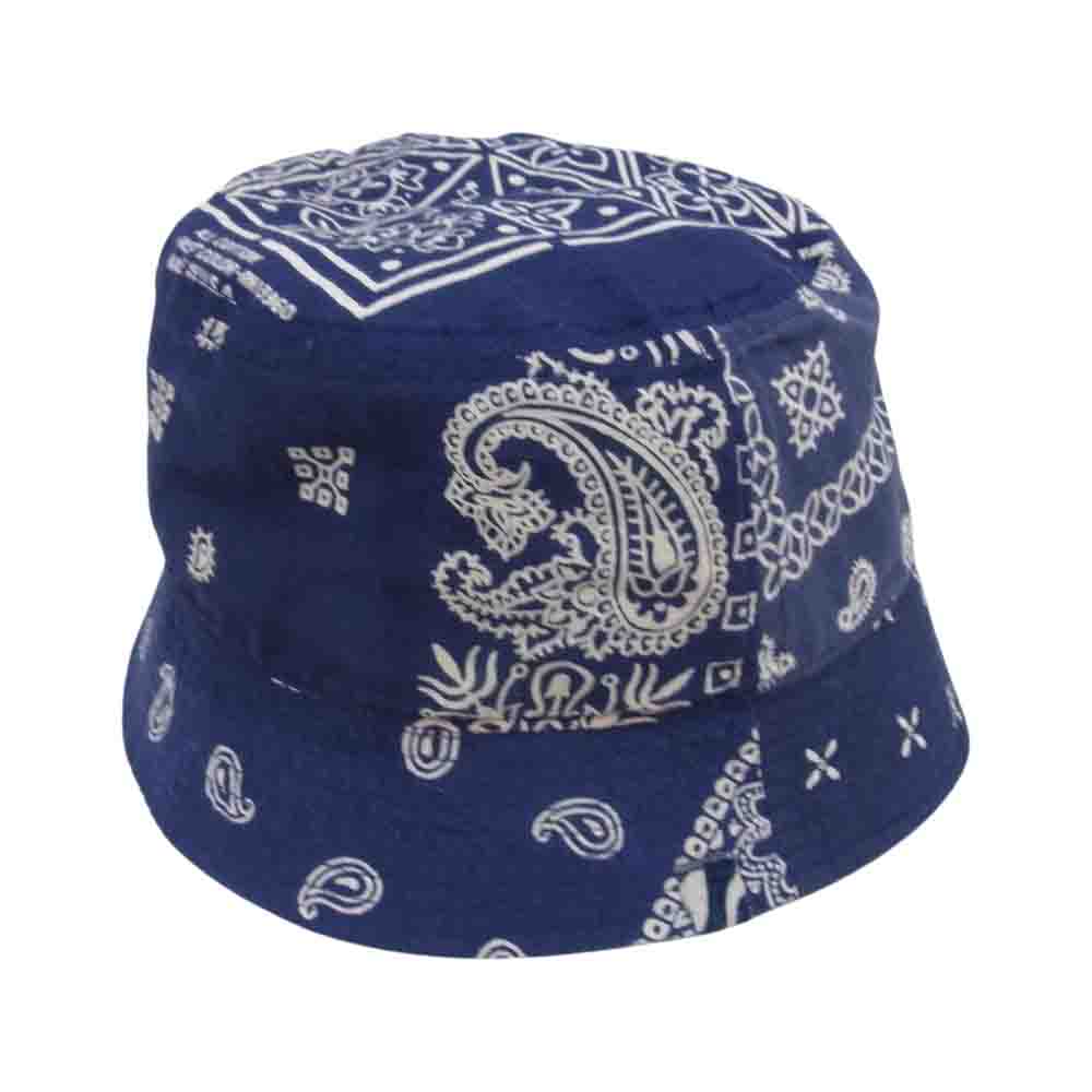 VISVIM ビズビム 21AW 0221903003010 DOME BUCKET HAT コットン リネン バンダナ柄 ドーム 古布 バケット ハット ネイビー系 ML【中古】