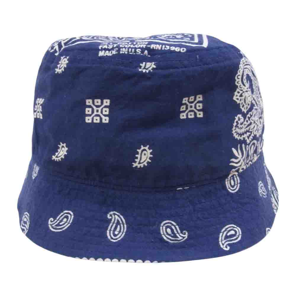 VISVIM ビズビム 21AW 0221903003010 DOME BUCKET HAT コットン リネン バンダナ柄 ドーム 古布 バケット ハット ネイビー系 ML【中古】