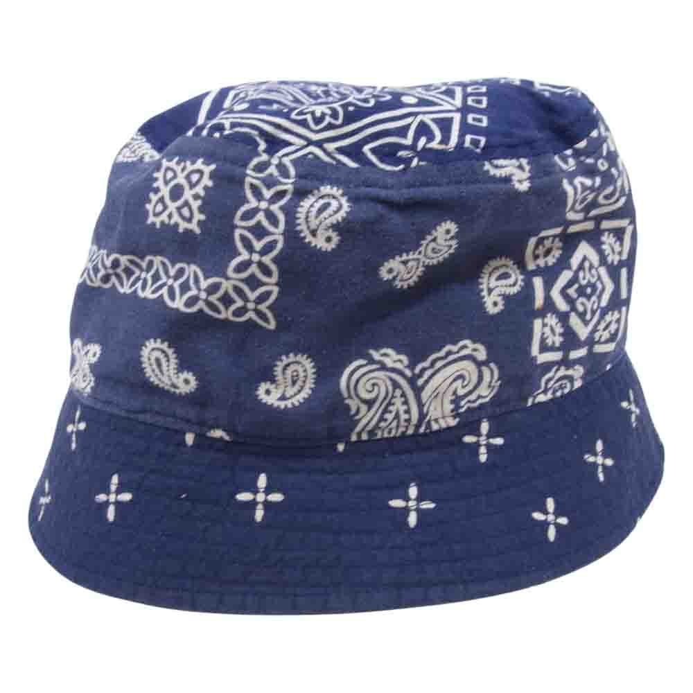 VISVIM ビズビム 21AW 0221903003010 DOME BUCKET HAT コットン リネン バンダナ柄 ドーム 古布 バケット ハット ネイビー系 ML【中古】