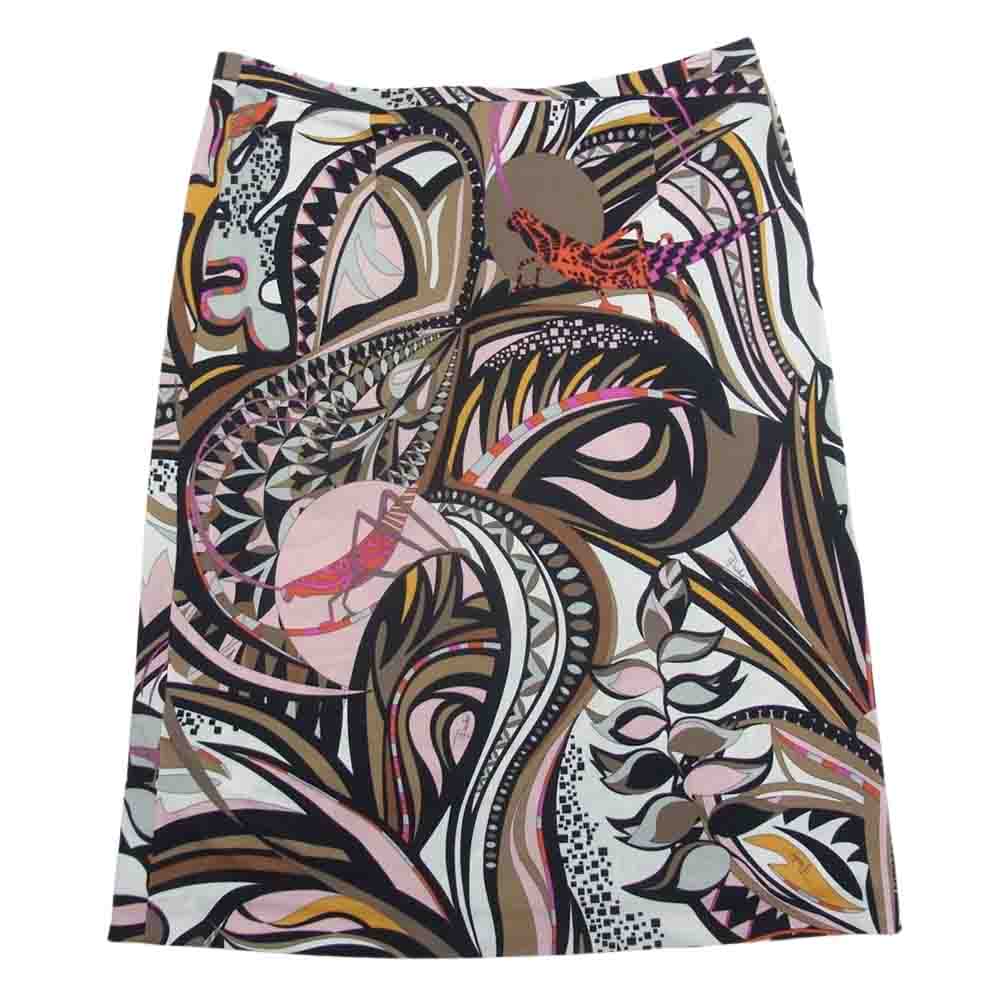Emilio Pucci エミリオプッチ 61RV37  イタリア製 シルク レーヨン 総柄 タイトスカート マルチカラー系 UK6【中古】
