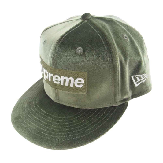 Supreme シュプリーム 22AW Velour Box Logo New Era Cap ベロア ボックスロゴ キャップ ニューエラ オリーブグリーン系 59.6cm【中古】