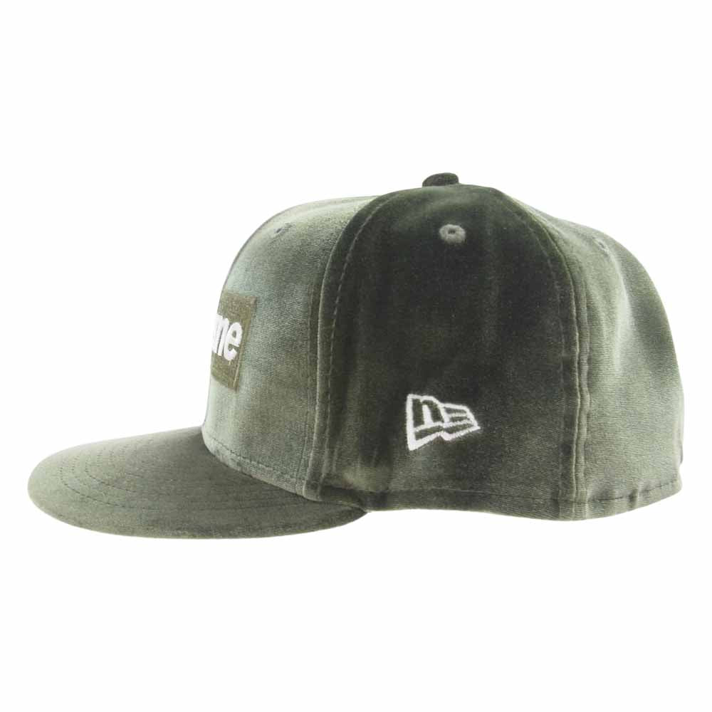 Supreme シュプリーム 22AW Velour Box Logo New Era Cap ベロア ボックスロゴ キャップ ニューエラ オリーブグリーン系 59.6cm【中古】