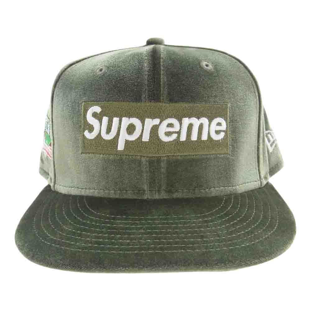 Supreme シュプリーム 22AW Velour Box Logo New Era Cap ベロア ボックスロゴ キャップ ニューエラ オリーブグリーン系 59.6cm【中古】