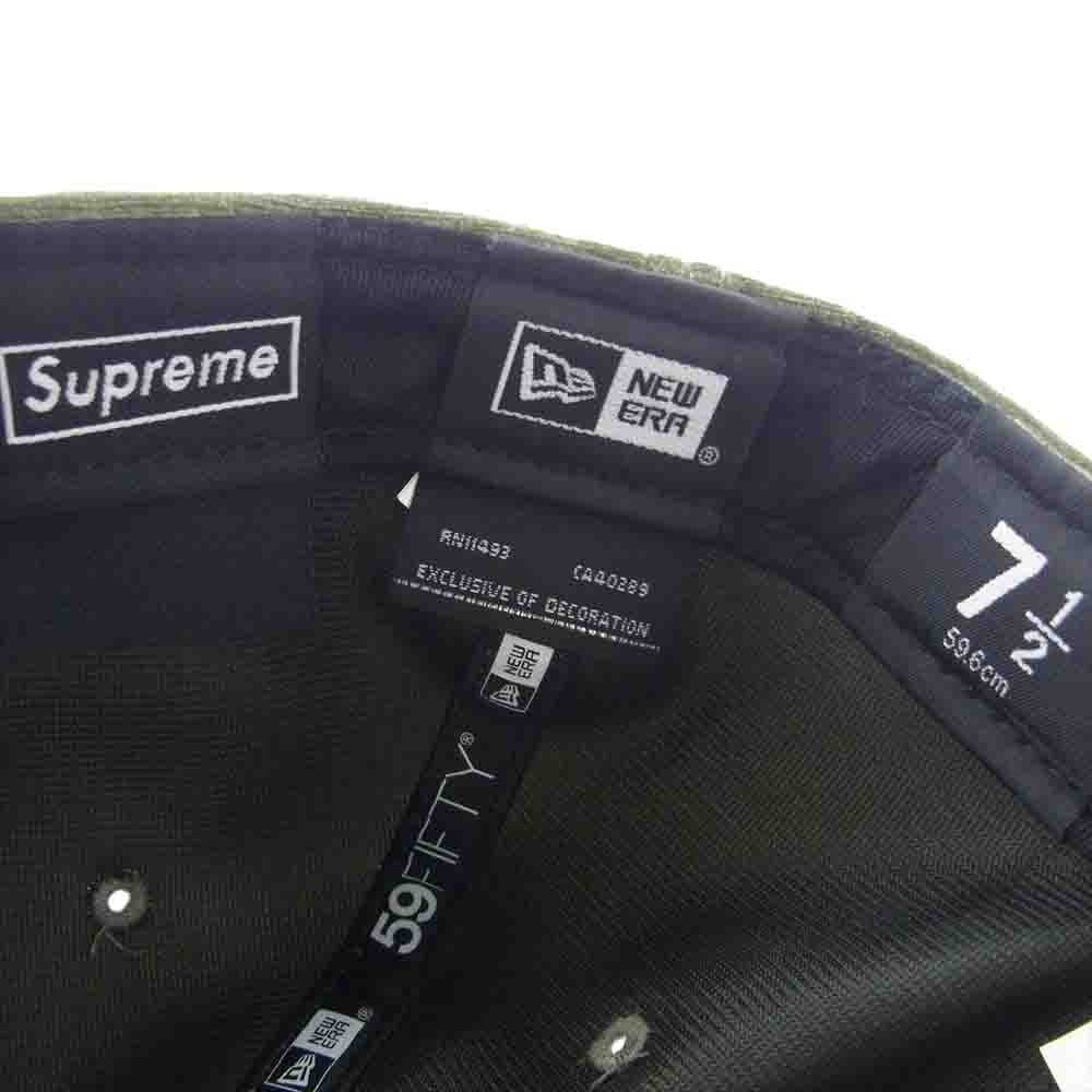 Supreme シュプリーム 22AW Velour Box Logo New Era Cap ベロア ボックスロゴ キャップ ニューエラ オリーブグリーン系 59.6cm【中古】
