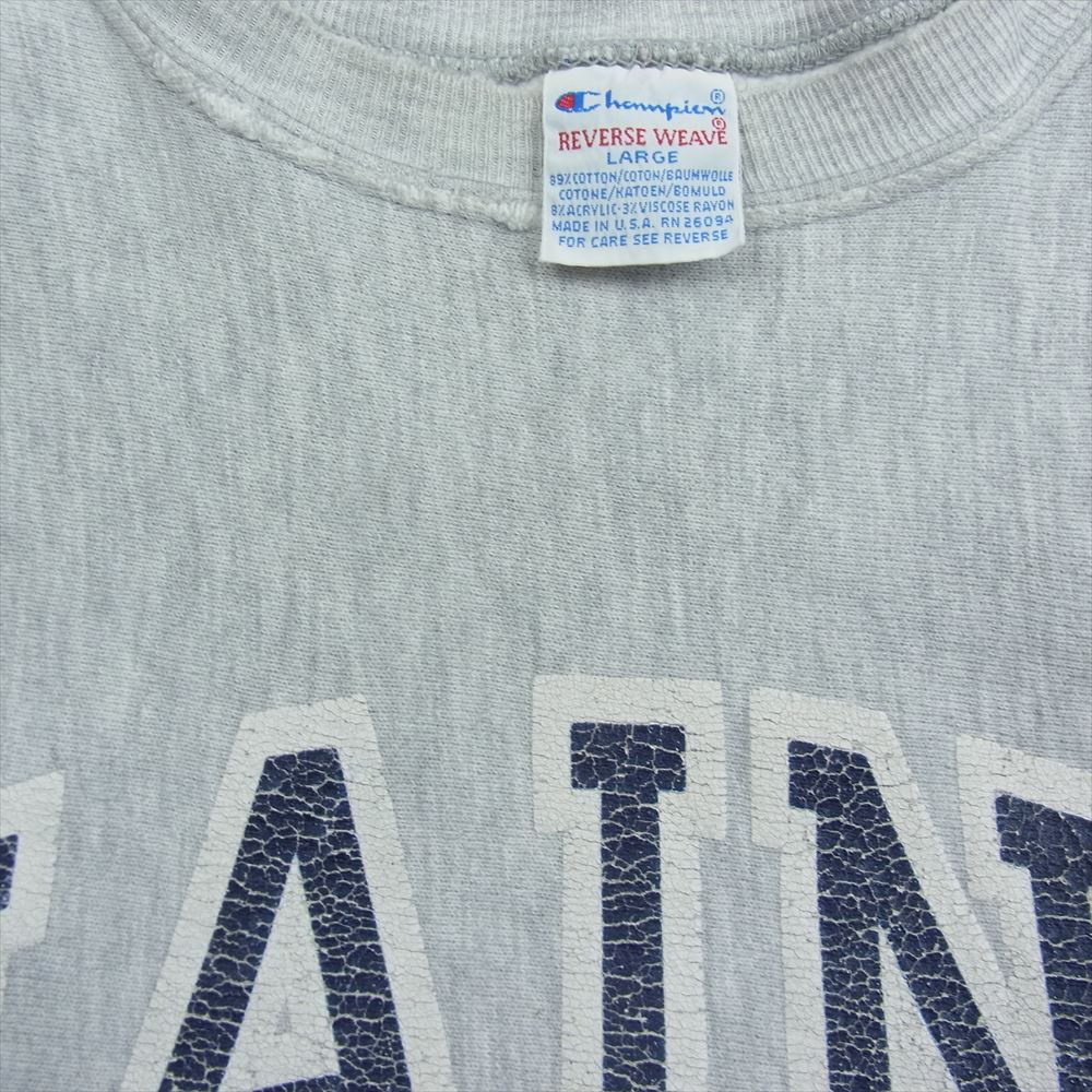 Champion チャンピオン 80s USA製 トリコタグ REVERSE WEAVE MAINE リバースウィーブ 袖目無し クルーネック 長袖 スウェット グレー系 L【中古】